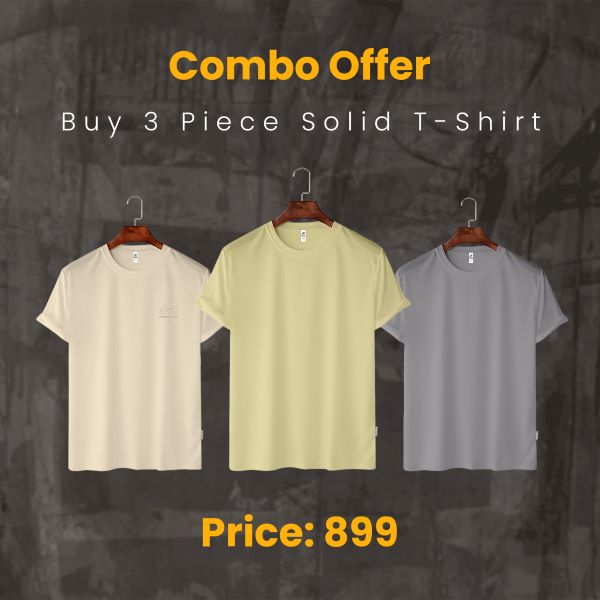 Three Pieces Combo Solid T Shirt