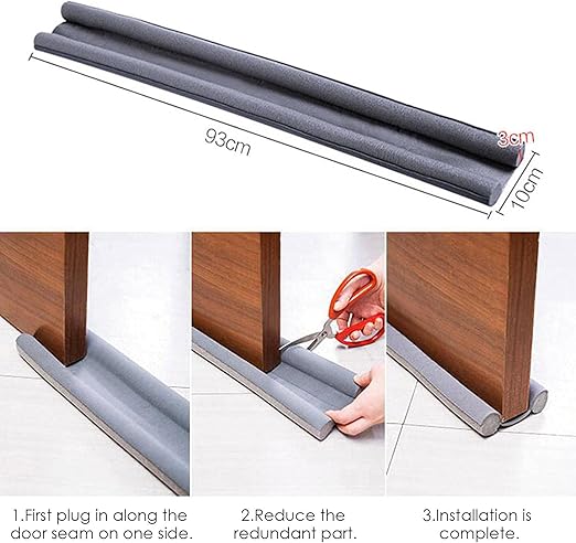 Door Draft Stopper Door Bottom Sealing Strip Sound Proof Under Door Draught Excluder Double Seal Filling Protector and Noise Protection Insulating Cold Air Stopper