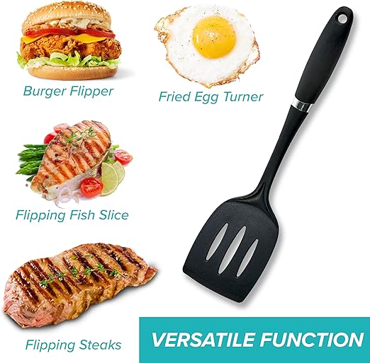 Silicone Long Handle black spoon