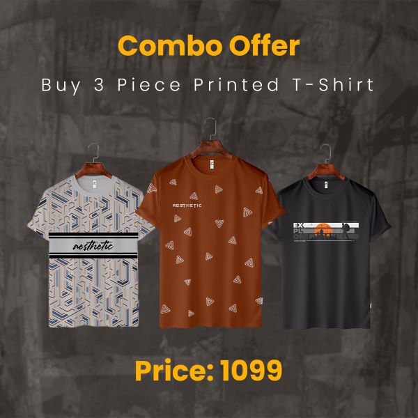 Three Pieces Combo Printed T Shirt
