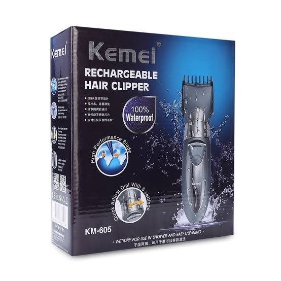 Kemei KM-605 Rechargeable Hair Clipper waterproof ( Trimmer)