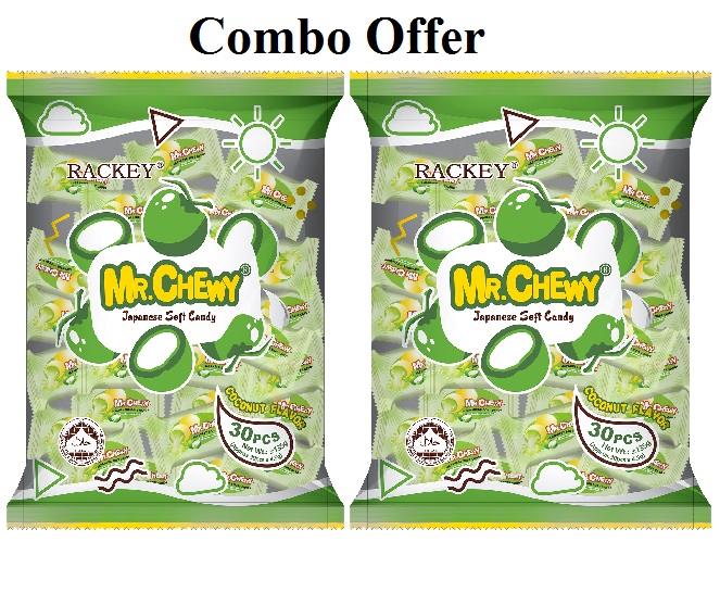 Rackey Mr Chewy Candy 30pcs packet 2 packet Combo (Japan)
