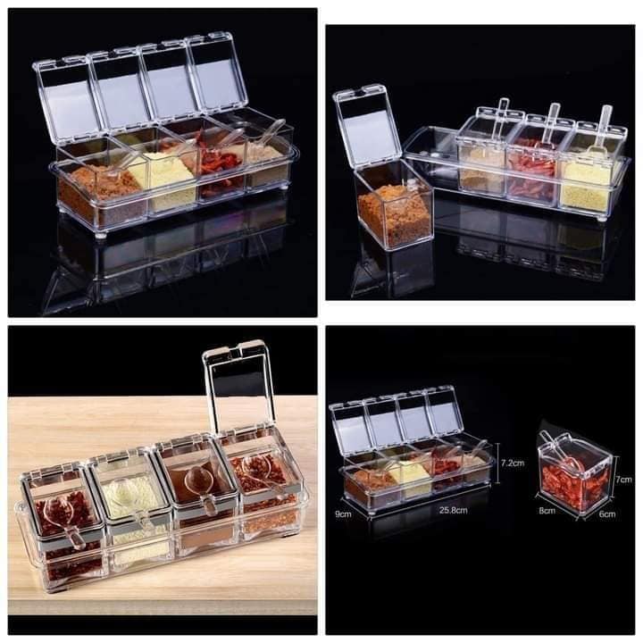 four Pieces Grade Kitchen Gourmet Seasoning Case Spices Set Spice Box Spices Pots Serving Bowls Terrines