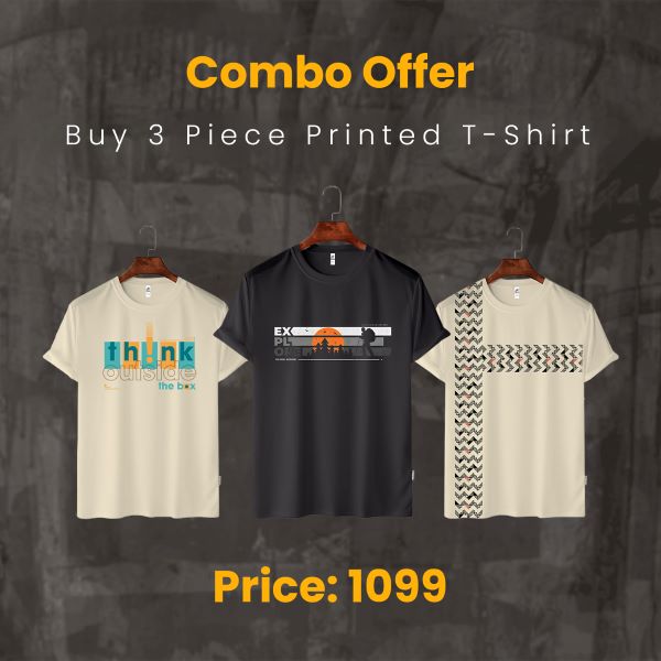 Three Pieces Combo Printed T Shirt