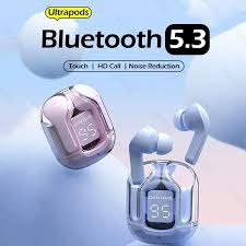 Ultrapods Max True Wireless Earbuds with Display Transparent Design, Water Proof, Bluetooth 5.3