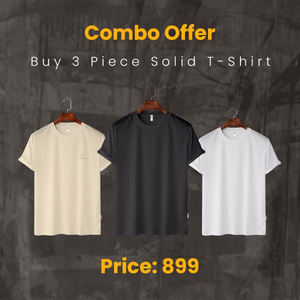 Three Pieces Combo Solid T Shirt