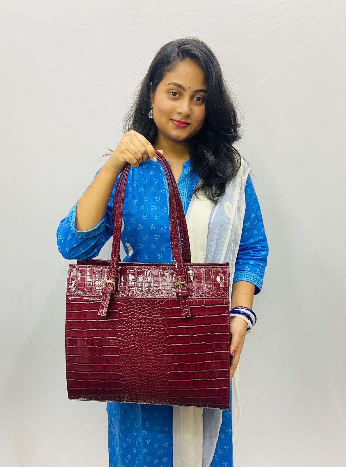 Premium crocodile leather tote bag