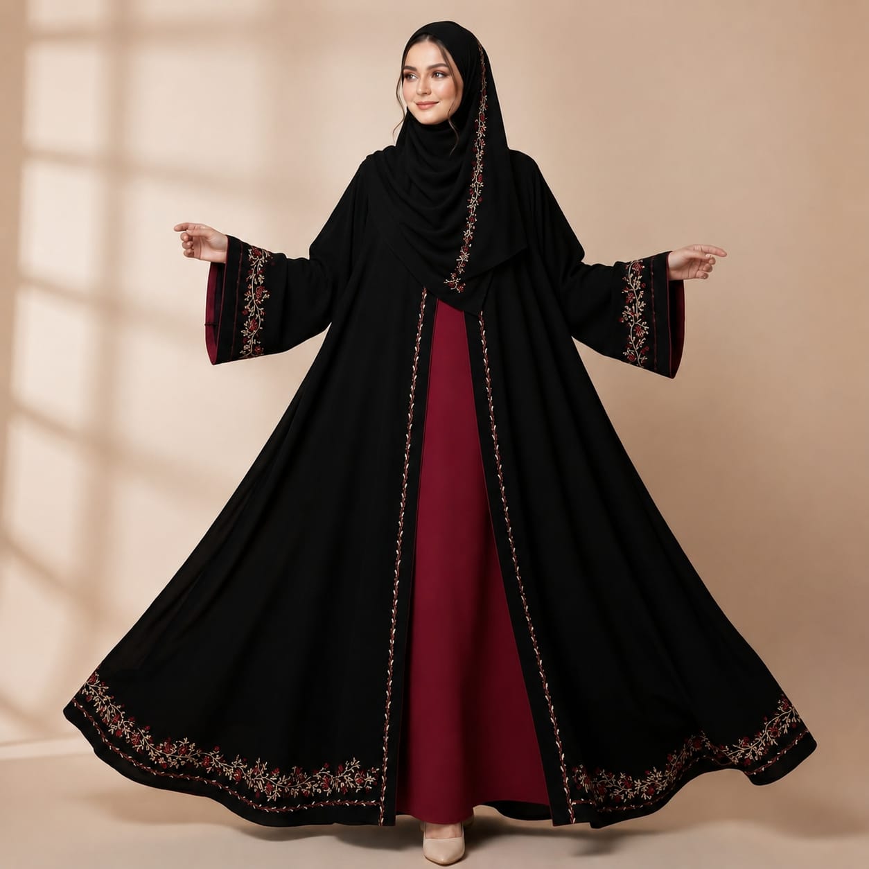 Premium Embroidery Etast Koti Burqa