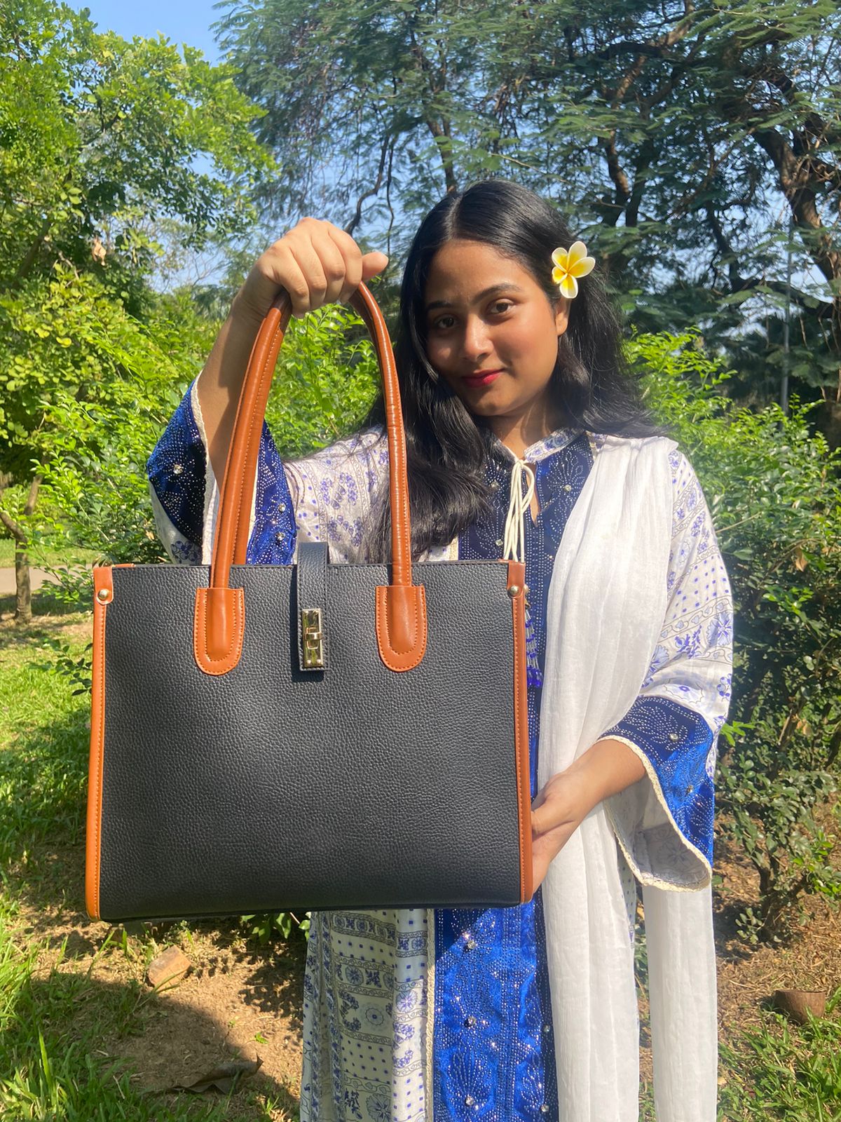 China pu leather 3 part tote bag