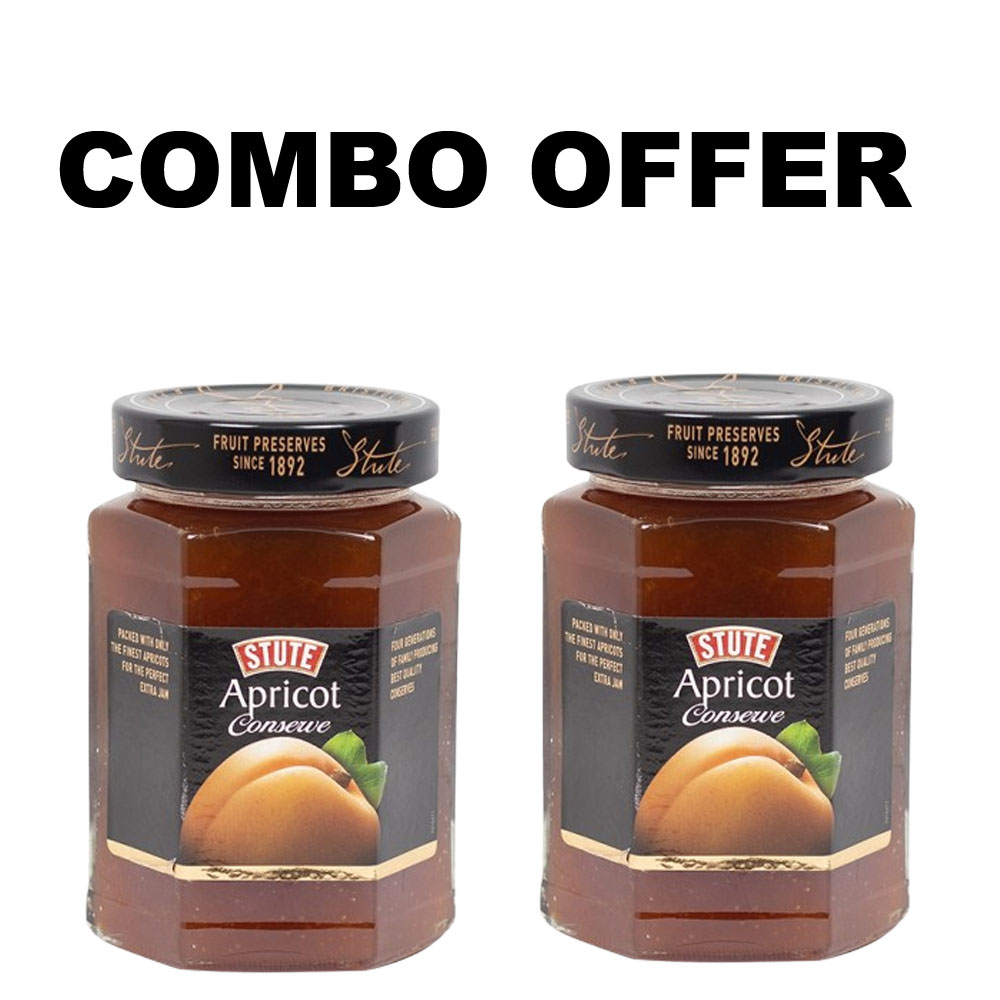 Stute Jam Regular Apricot Conserve 340g (UK) 2PCS COMBO